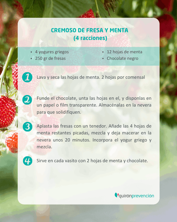 Receta cremoso de fresa y menta