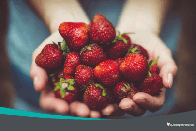 persona cogiendo con las manos un puñado de fresas imagen pequeña