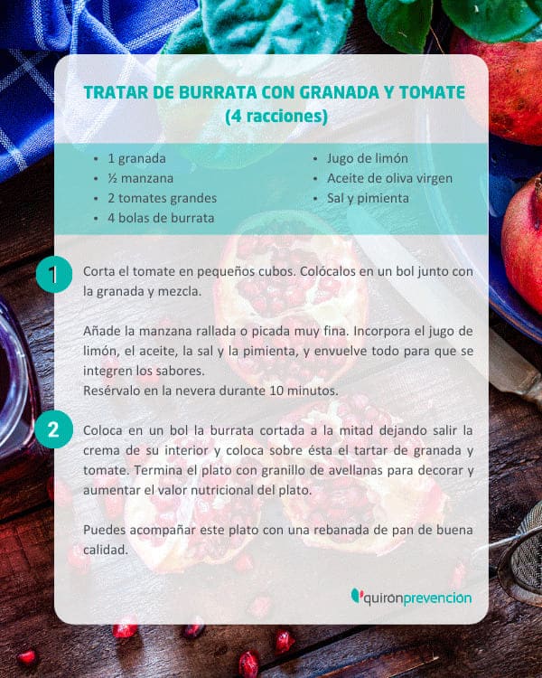 infografía de una receta con granadas