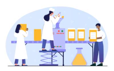 icono con personas manipulando en laboratorio